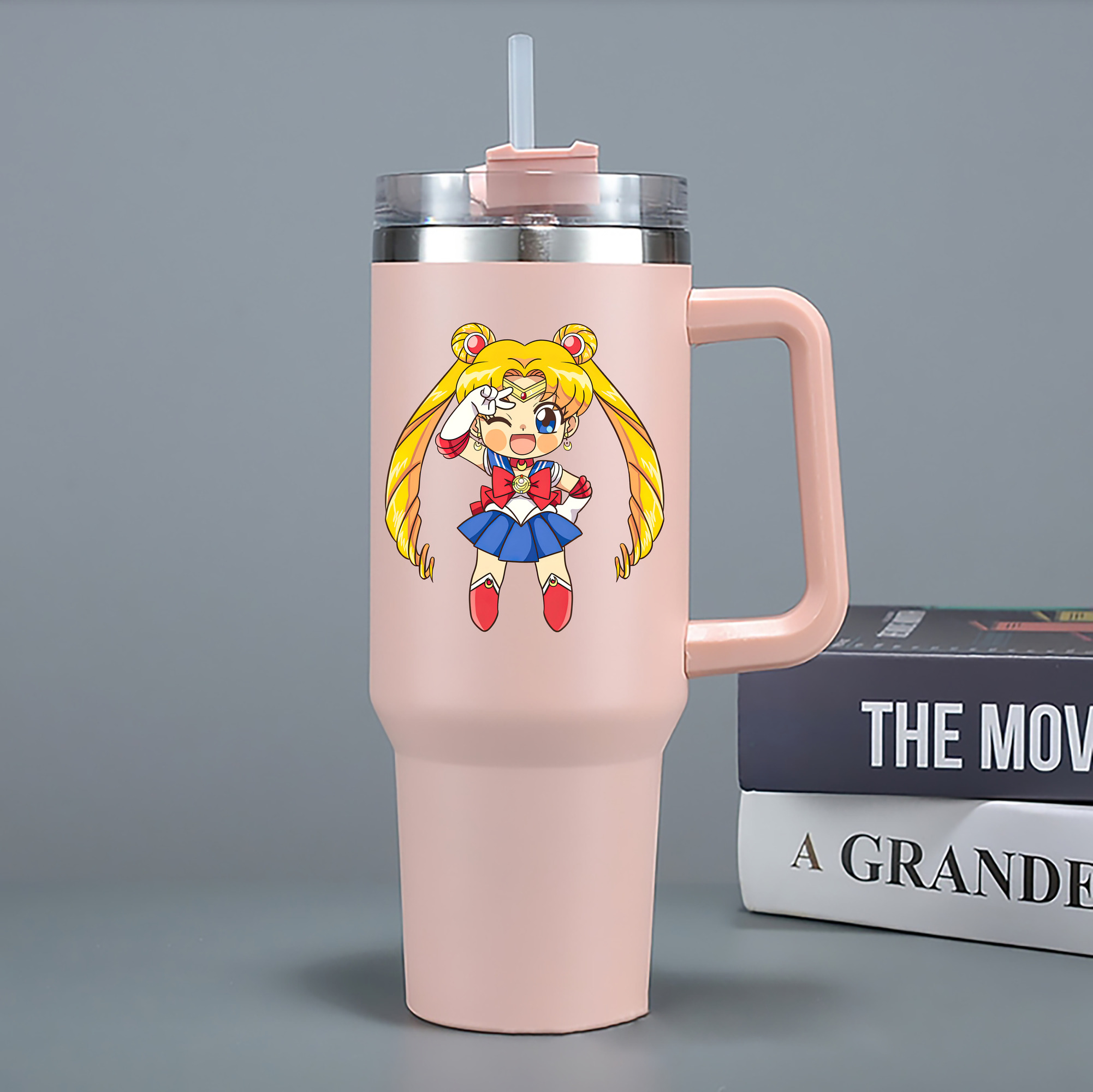 （画像用） 美少女戦士セーラームーン 月野 うさぎ つきの うさぎ Sailor Moon Tsukino Usagi 1200mL車用タンブラー - クリスタルステッカー（プラスチックストロー付き）